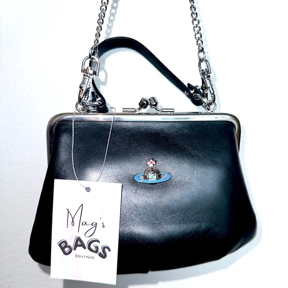 Vivienne Westwood: Kisslock Saturn Logo Mini Emma Granny Frame Crossbody Bag - Picture 6 of 16